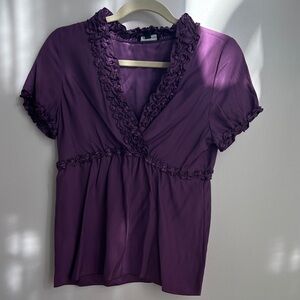 The Limited Deep Purple Ruffled Blouse